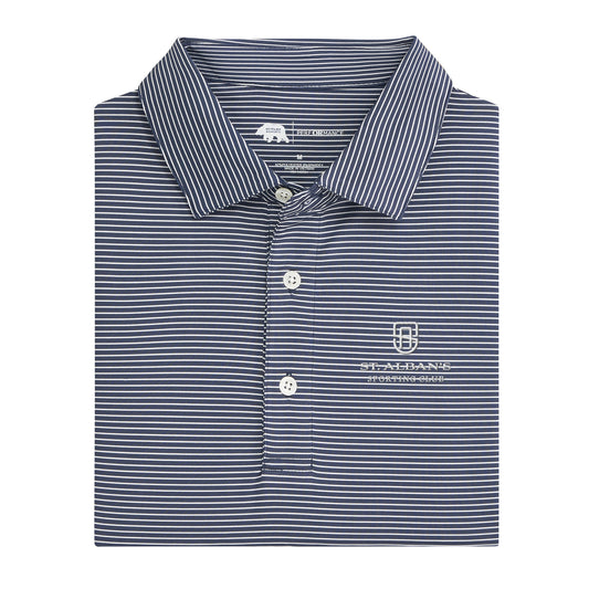 St. Albans Birdie Stripe Performance Polo - Dark Denim