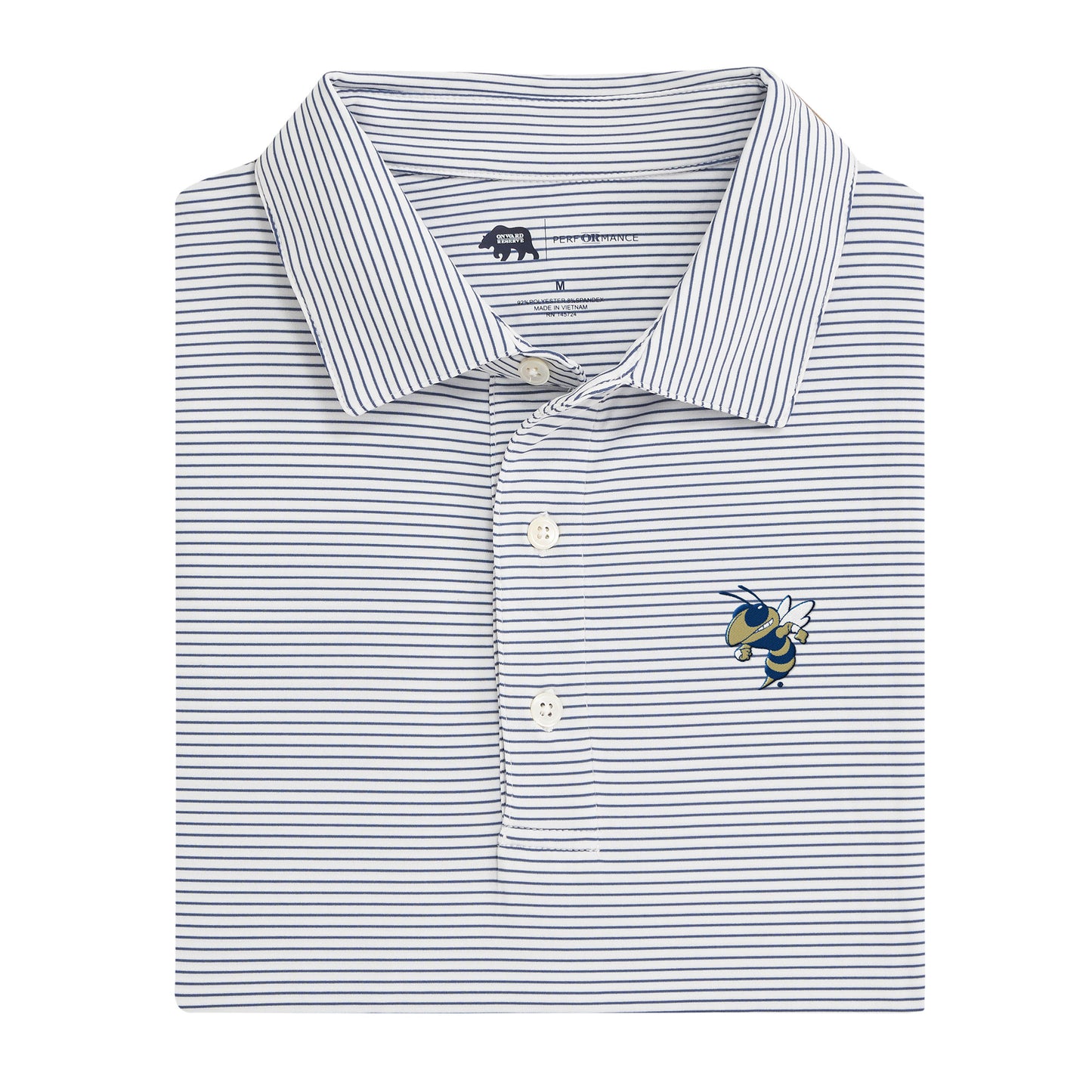 Georgia Tech Buzz Birdie Stripe Performance Polo - True Navy