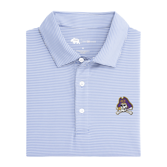East Carolina Pirate Head Birdie Stripe Performance Polo