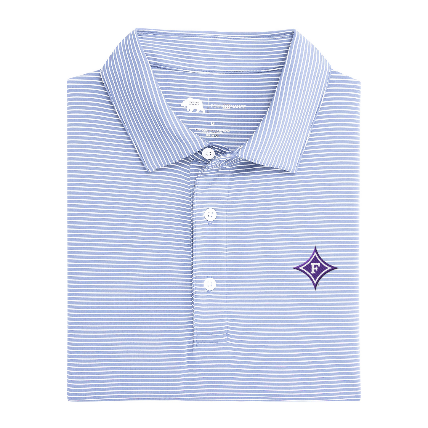 Furman Diamond F Birdie Stripe Performance Polo