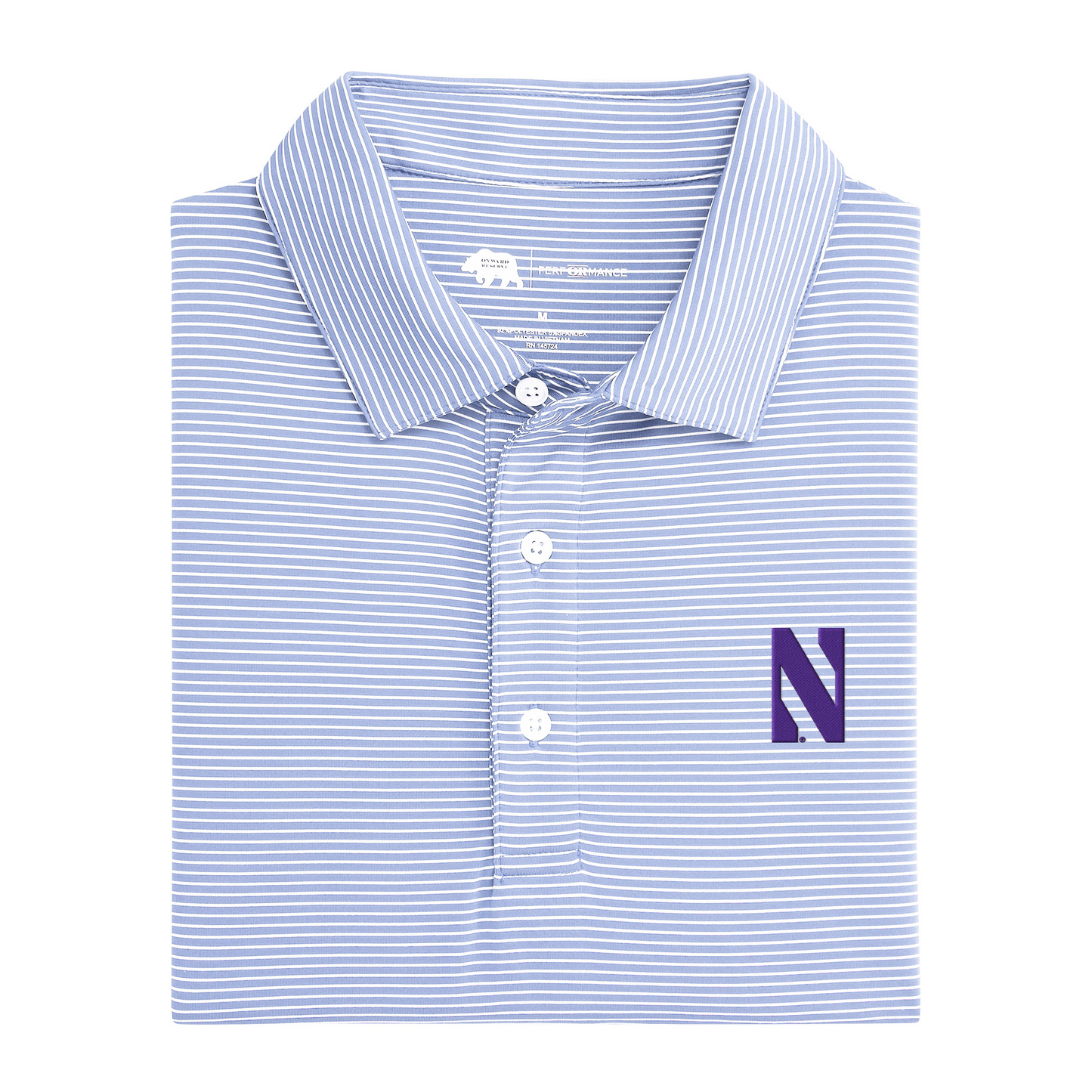Northwestern N Birdie Stripe Performance Polo