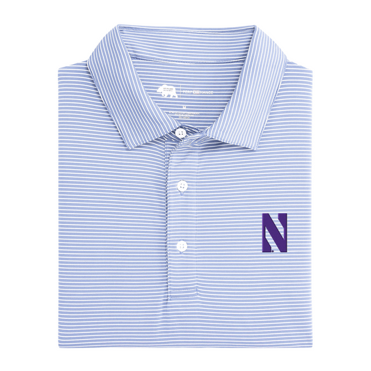 Northwestern N Birdie Stripe Performance Polo
