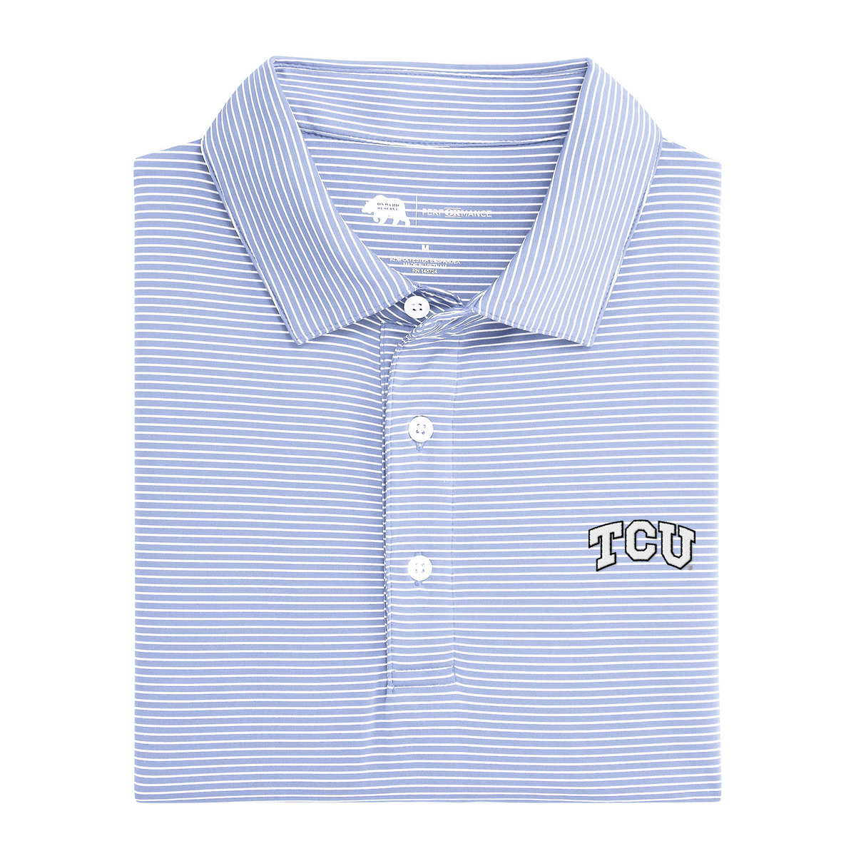 TCU Block Birdie Stripe Performance Polo