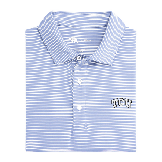 TCU Block Birdie Stripe Performance Polo