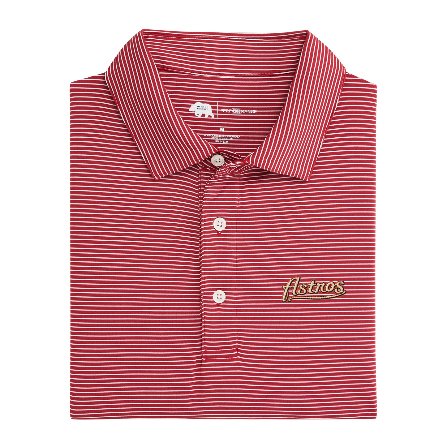 Astros Cooperstown - 2000s Astros Script Birdie Stripe Performance Polo