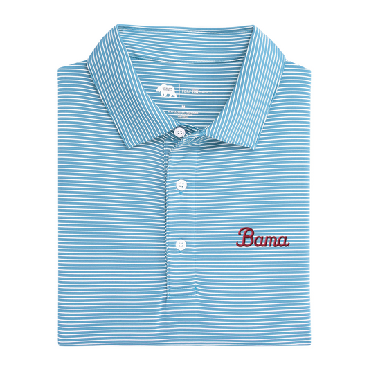 Alabama Vintage Bama Script Birdie Stripe Performance Polo