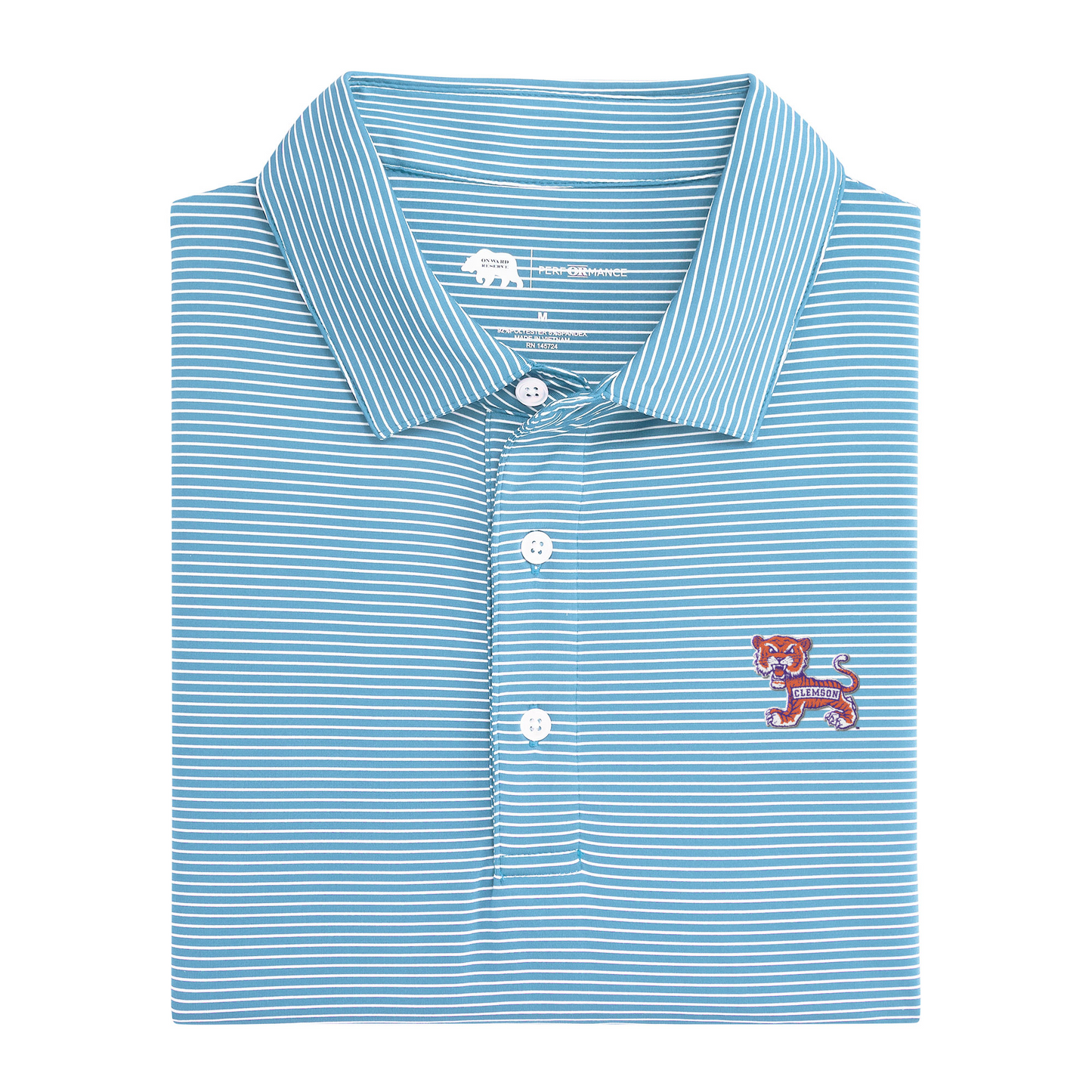 Clemson Vintage Tiger Birdie Stripe Performance Polo