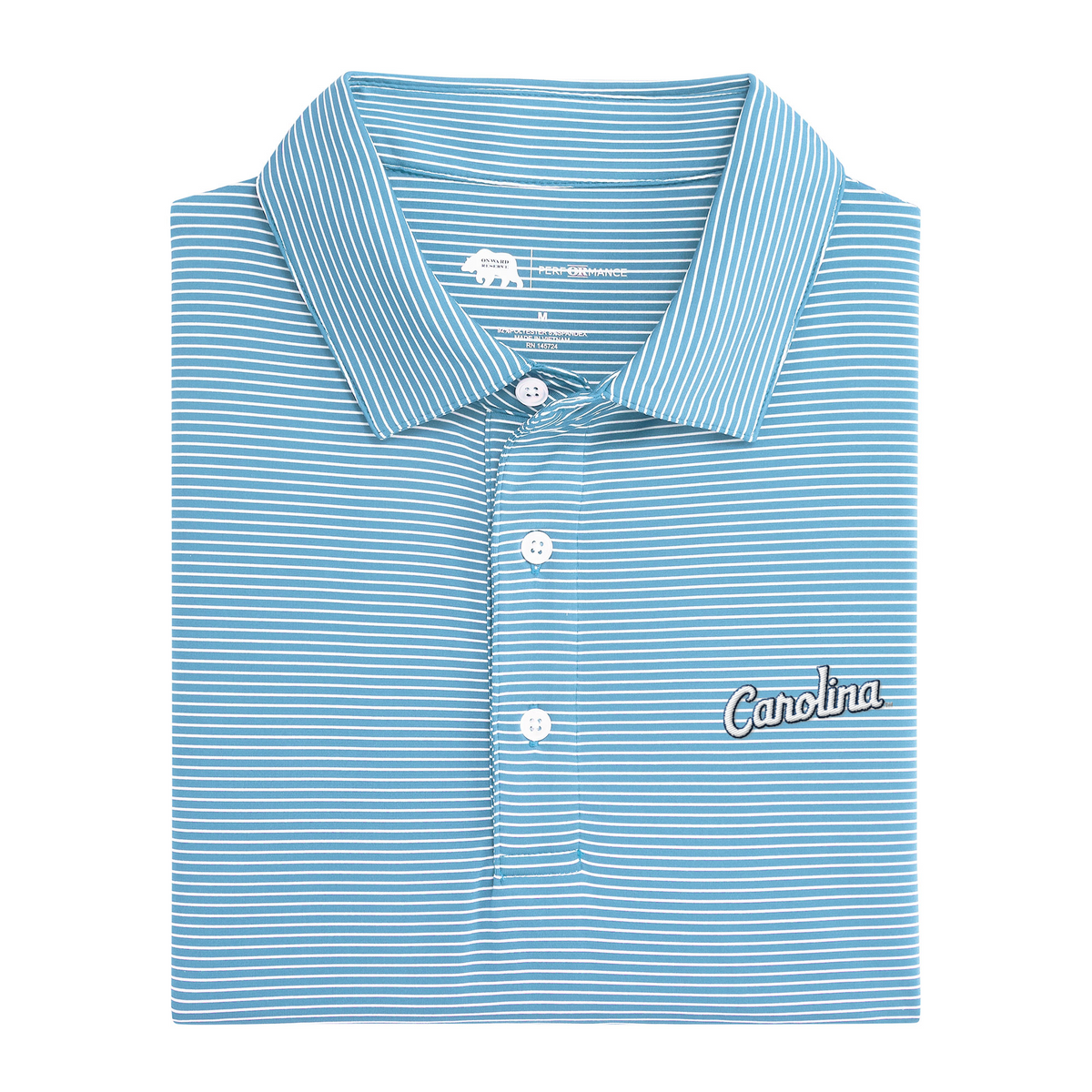 UNC Carolina Script Birdie Stripe Performance Polo