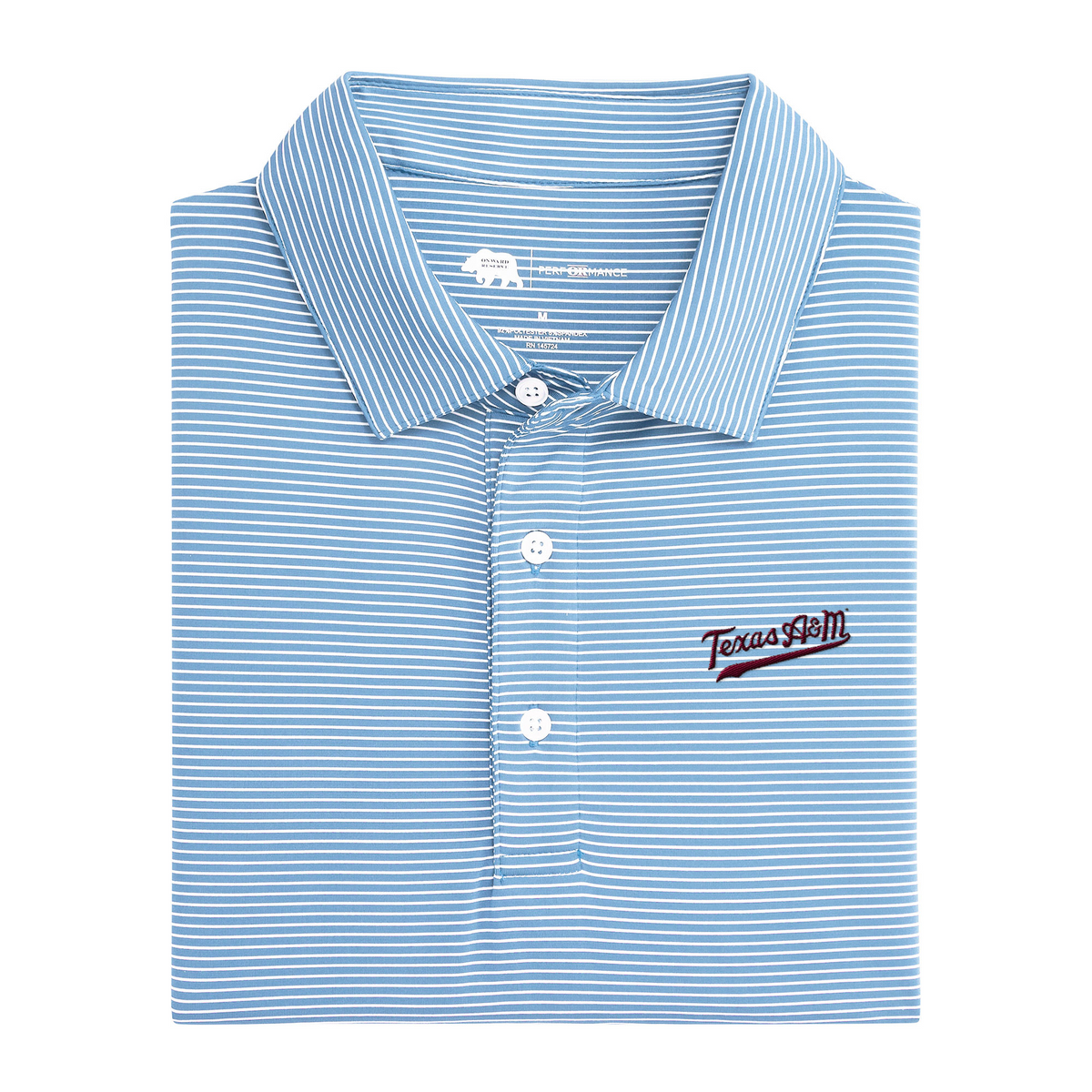 Texas A&M Texas A&M Script Birdie Stripe Performance Polo - Sky