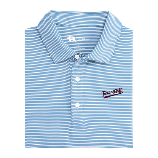 Texas A&M Texas A&M Script Birdie Stripe Performance Polo - Sky