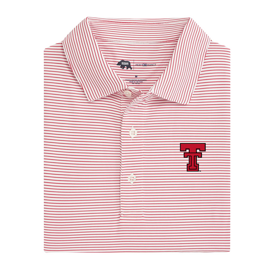 Texas Tech Birdie Stripe Performance Polo - White/Red
