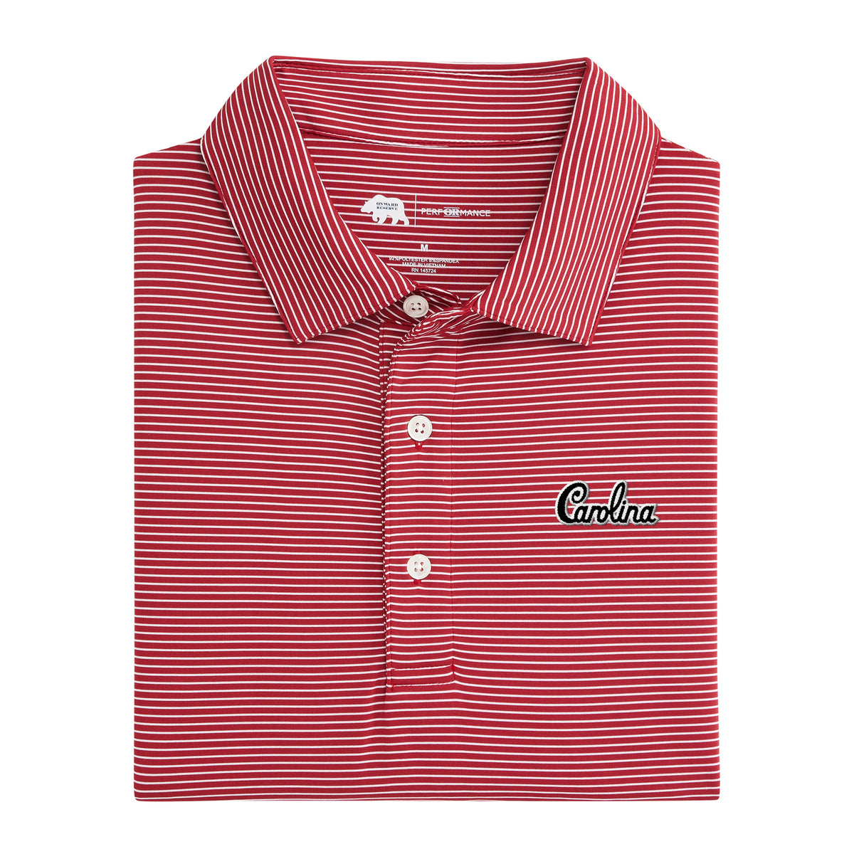 South Carolina Script Birdie Stripe Performance Polo - Crimson