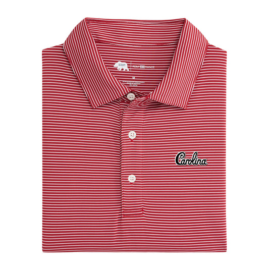 South Carolina Script Birdie Stripe Performance Polo - Crimson