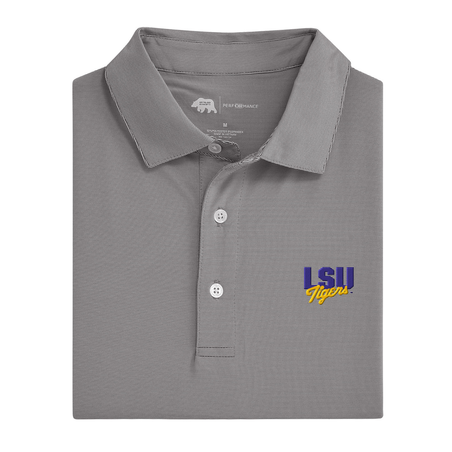 LSU Vintage Block LSU Tigers Hairline Stripe Performance Polo