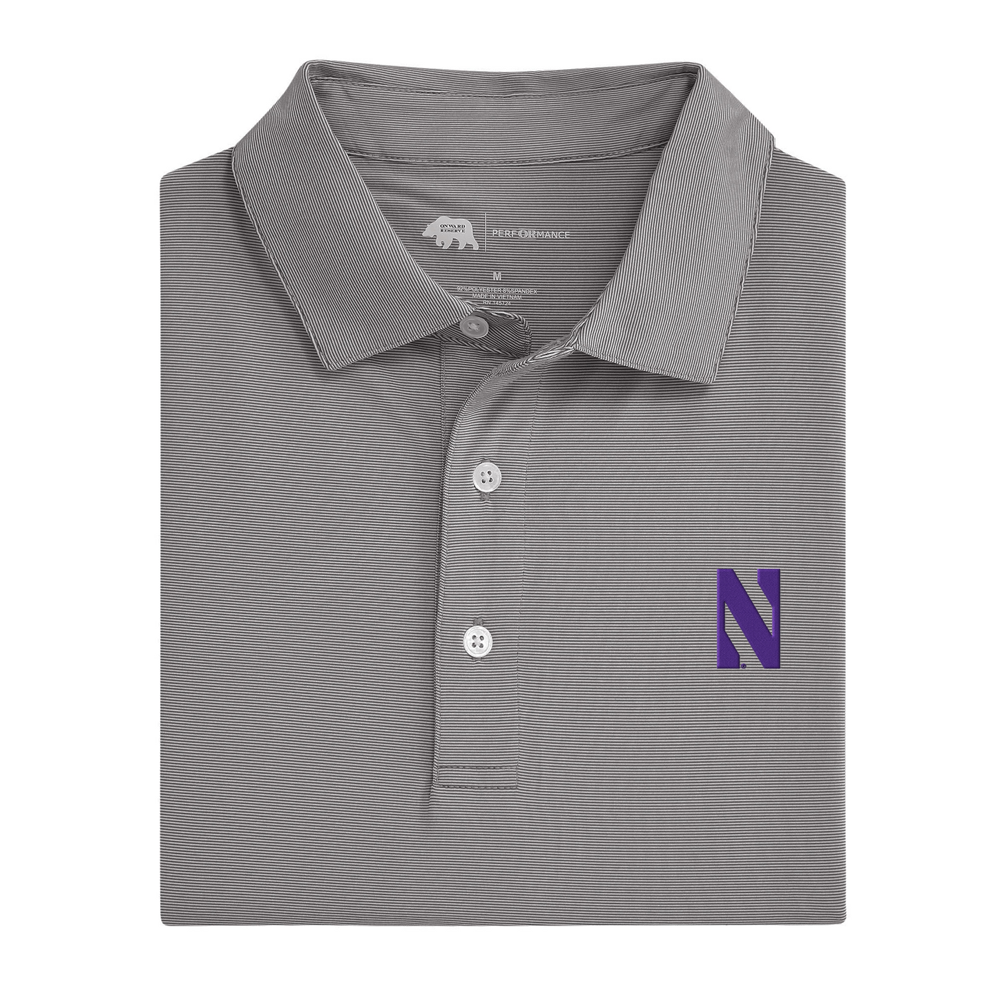 Northwestern N Hairline Stripe Performance Polo
