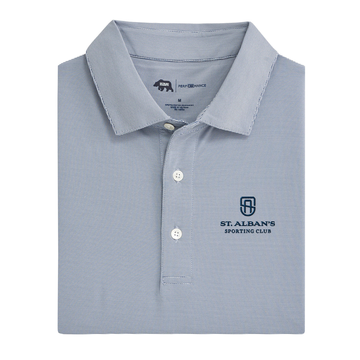 St. Albans Hairline Stripe Performance Polo - True Navy