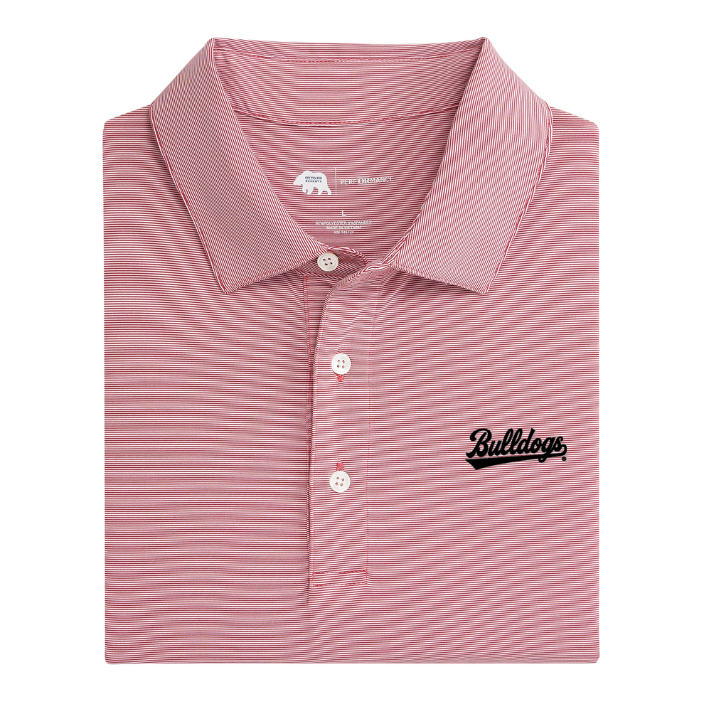 Uga Script Logo UGA Bulldogs Baseball Script Hairline Stripe Performance Polo – Onward ...