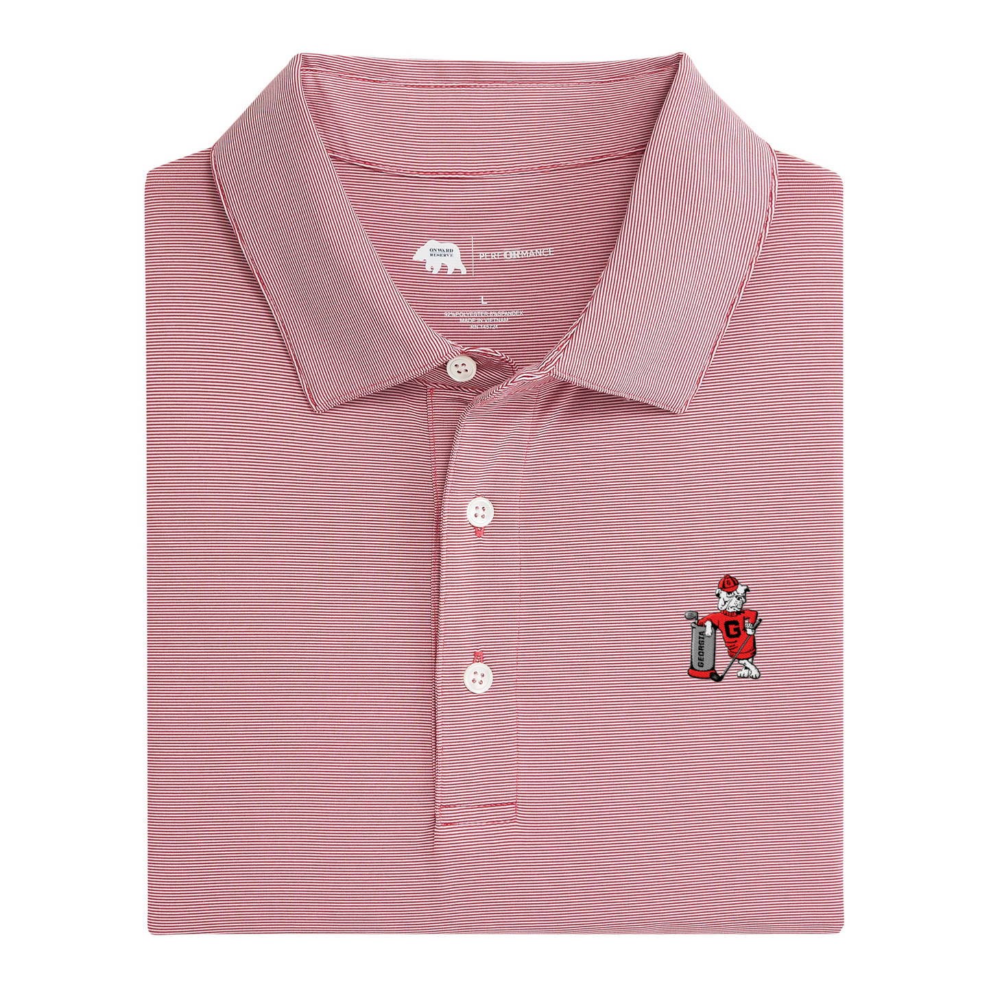 UGA Golf Dawg Hairline Stripe Performance Polo