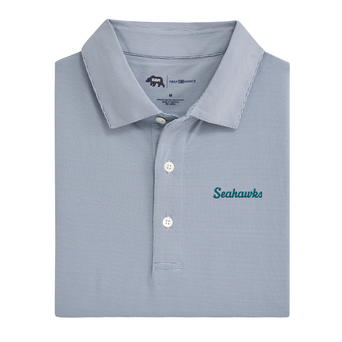 UNC Wilmington Seahawks Script Hairline Stripe Performance Polo - True Navy