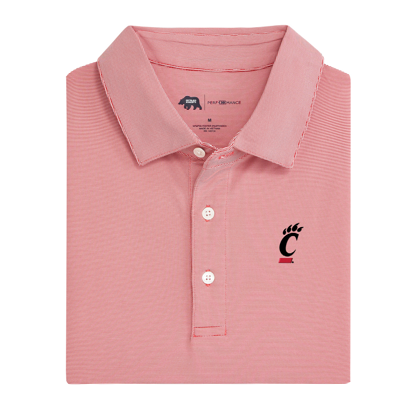 Cincinnati C Hairline Stripe Performance Polo - Red