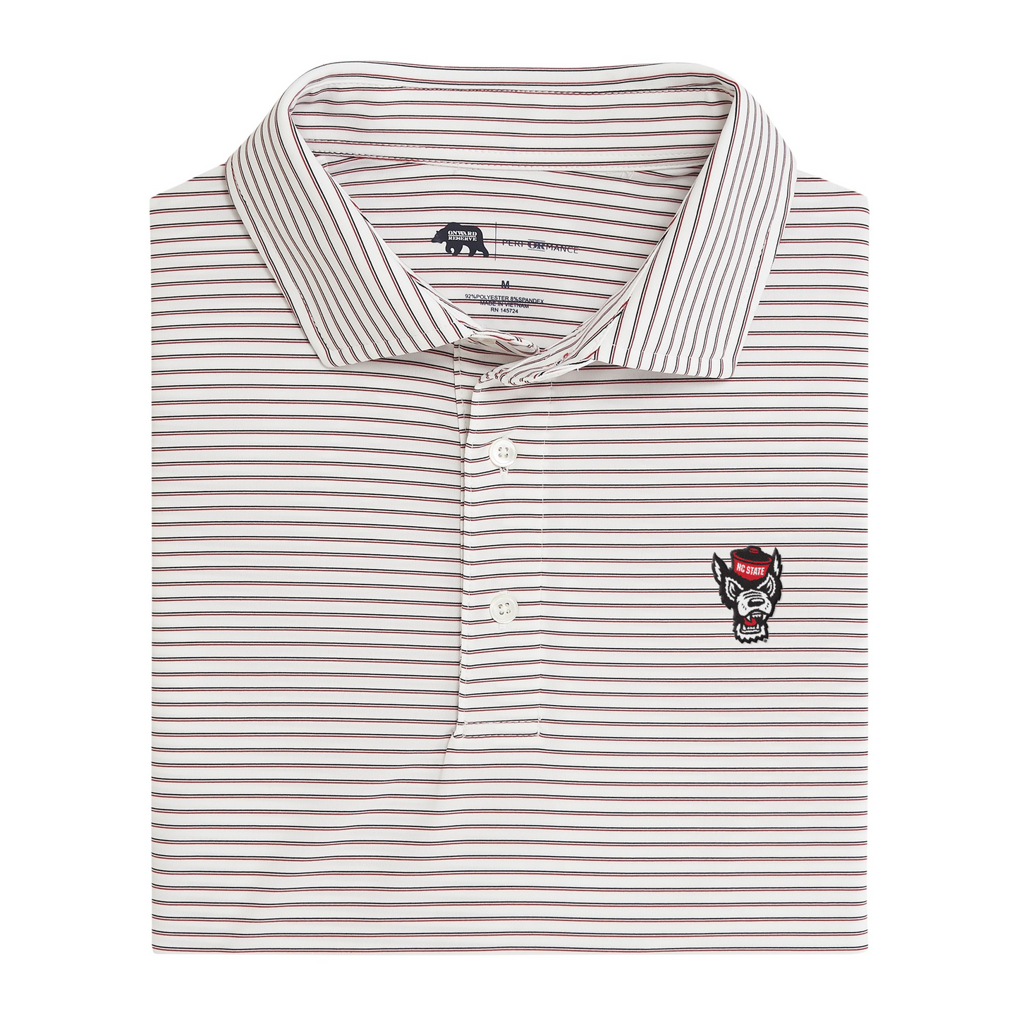 NC State Tuffy Head Scout Stripe Performance Polo
