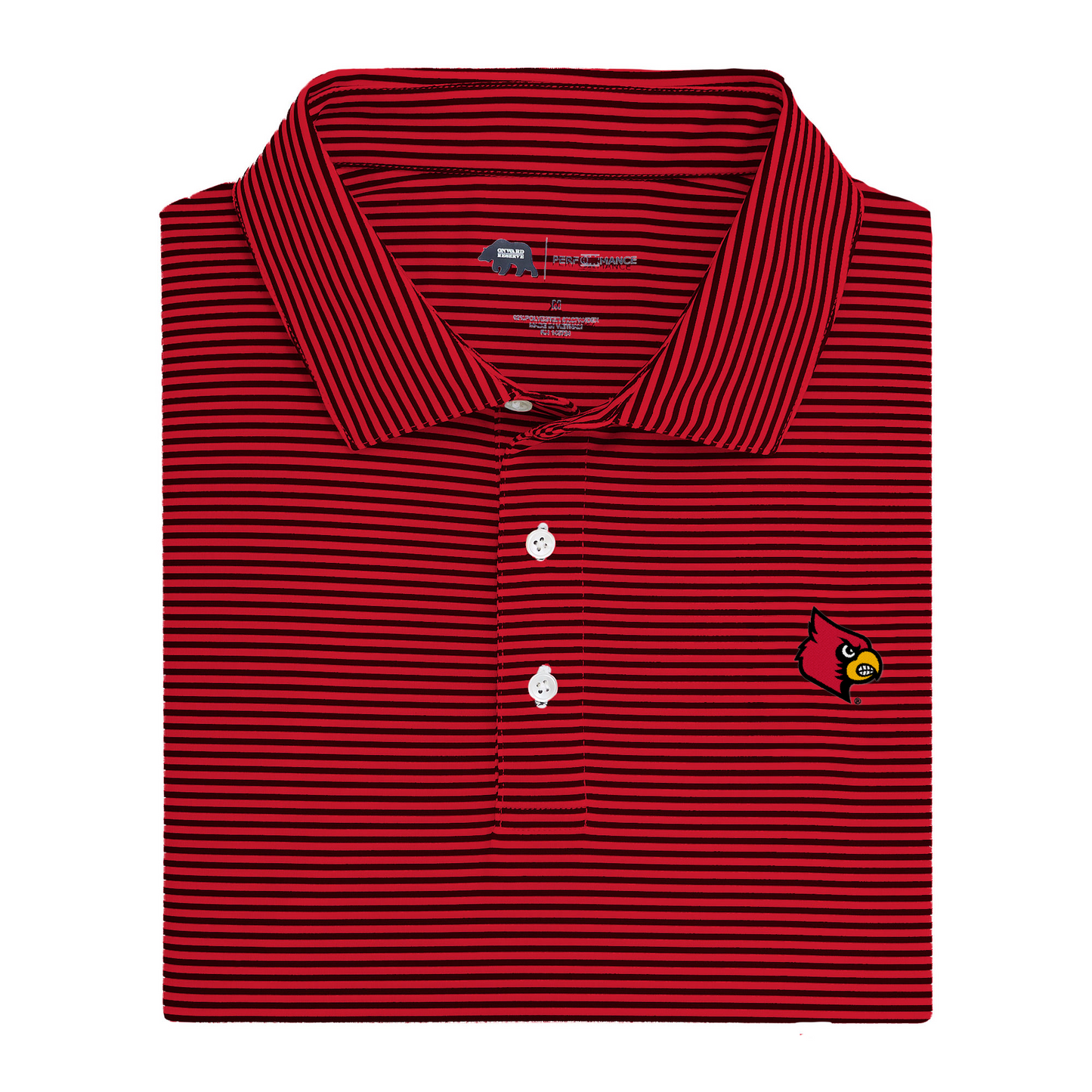 Louisville Cardinal Head Echo Stripe Performance Polo