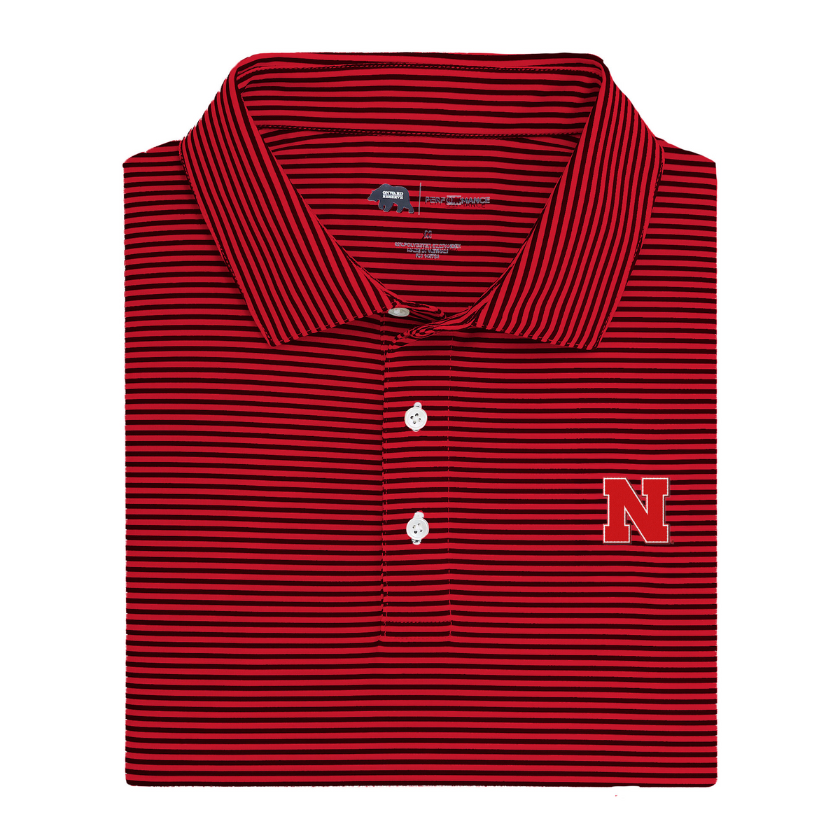 Nebraska Block N Echo Stripe Performance Polo