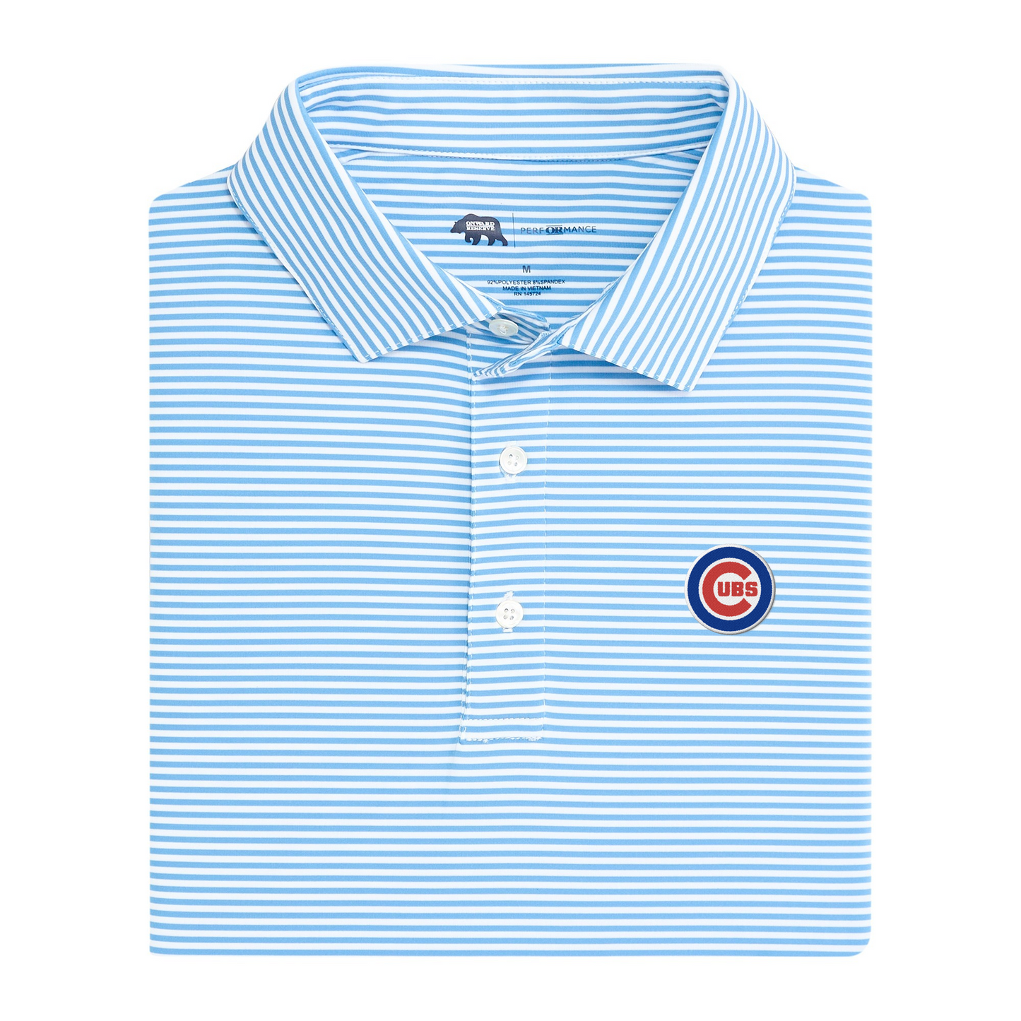 Cubs Circle C Echo Stripe Performance Polo