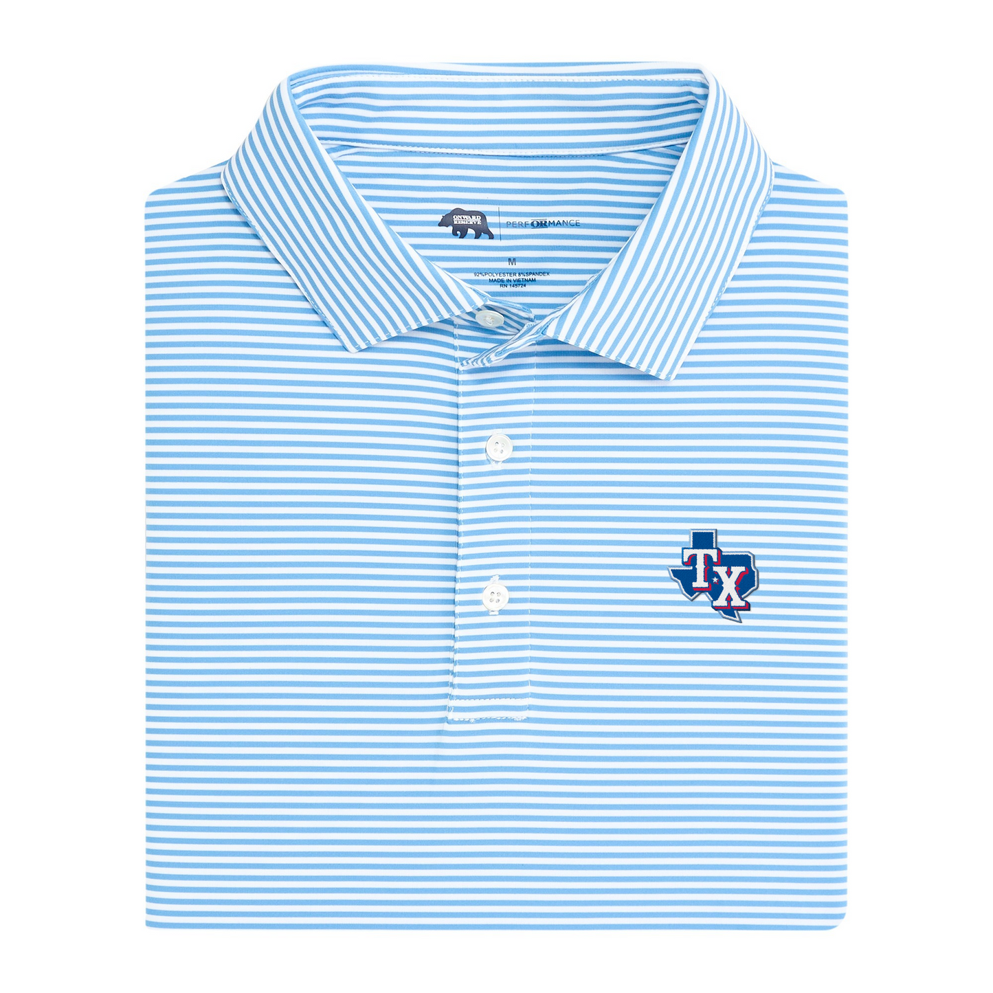 Rangers Texas State Echo Stripe Performance Polo