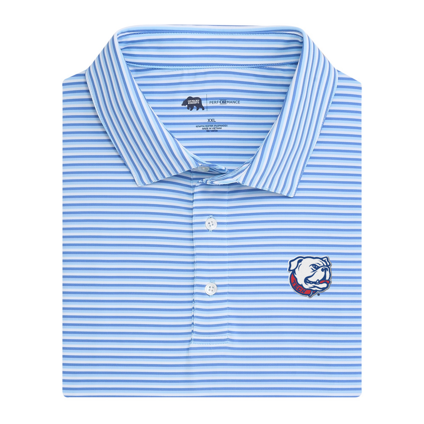 Louisiana Tech Bulldog Tri Stripe Performance Polo
