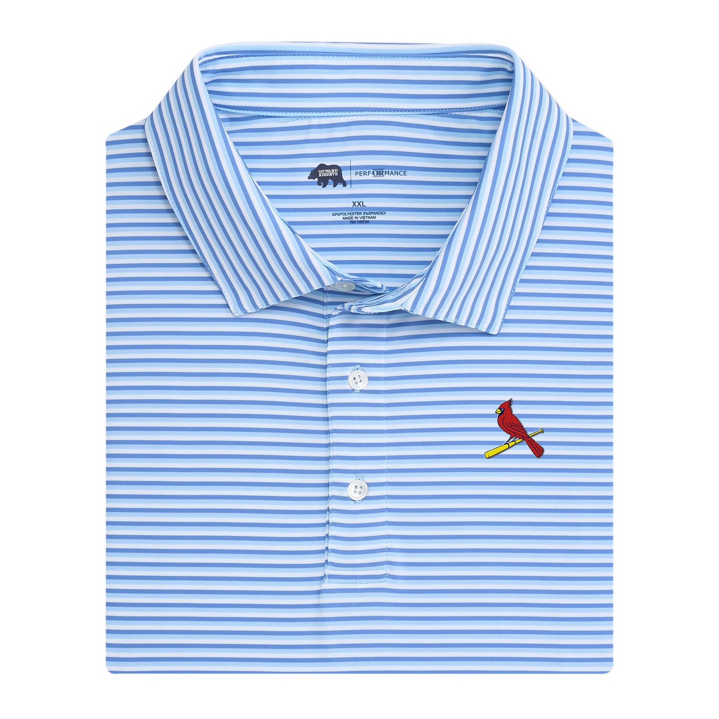 Cardinals Cardinal Tri Stripe Stripe Performance Polo - Blue Horizon