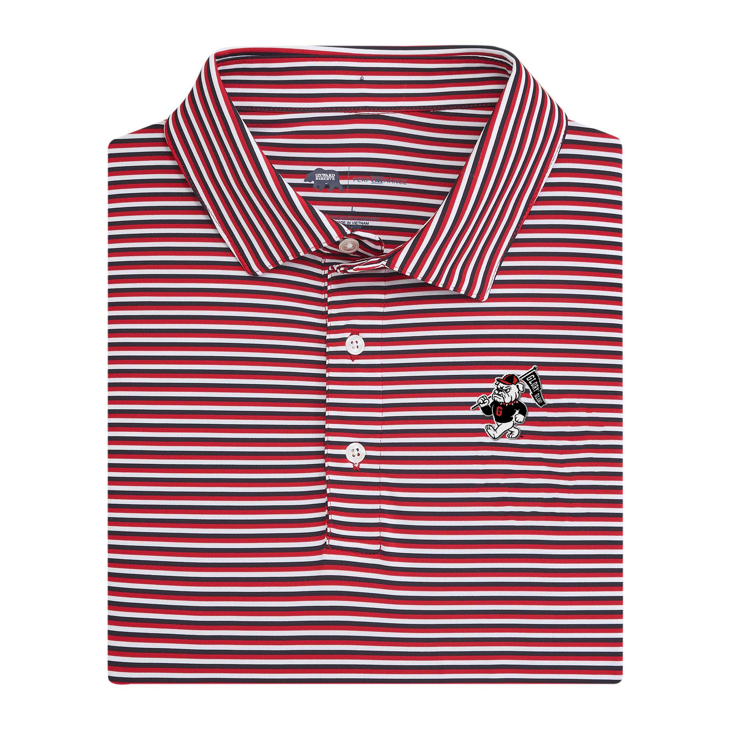 UGA Glory Glory Tri Stripe Stripe Performance Polo - Red