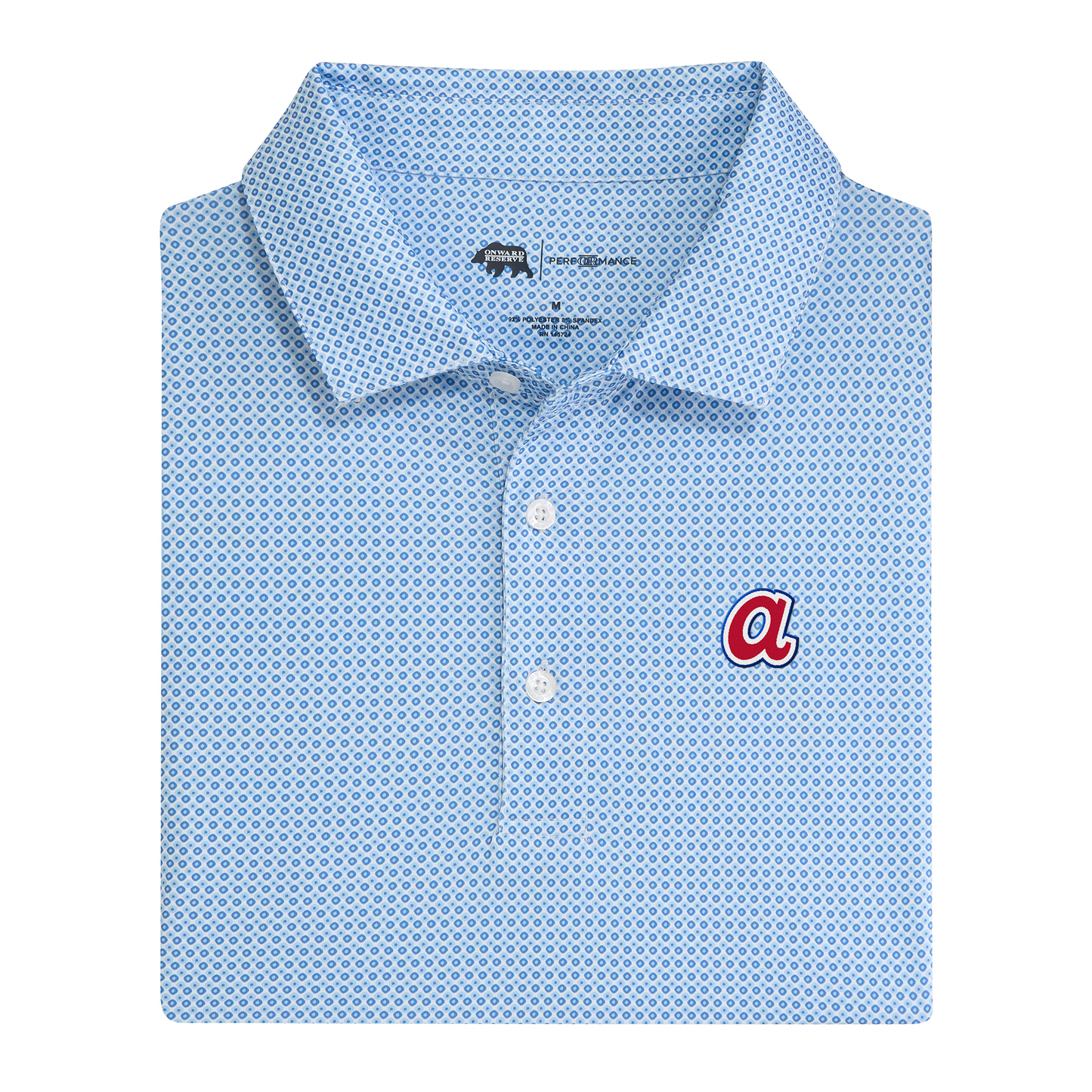 Braves Cooperstown A League Printed Performance Polo - Sport Blue