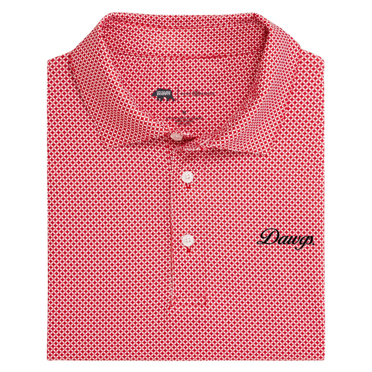 UGA Dawgs Vintage Script Scope Printed Performance Polo