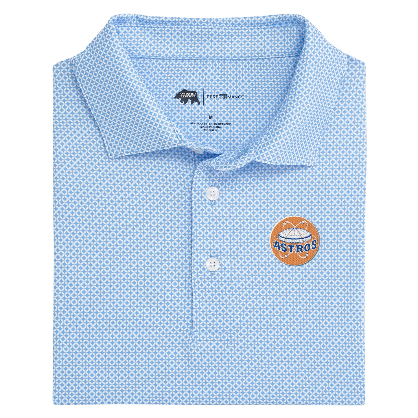 Astros Cooperstown - 1965 Astrodome Scope Printed Performance Polo - Sky