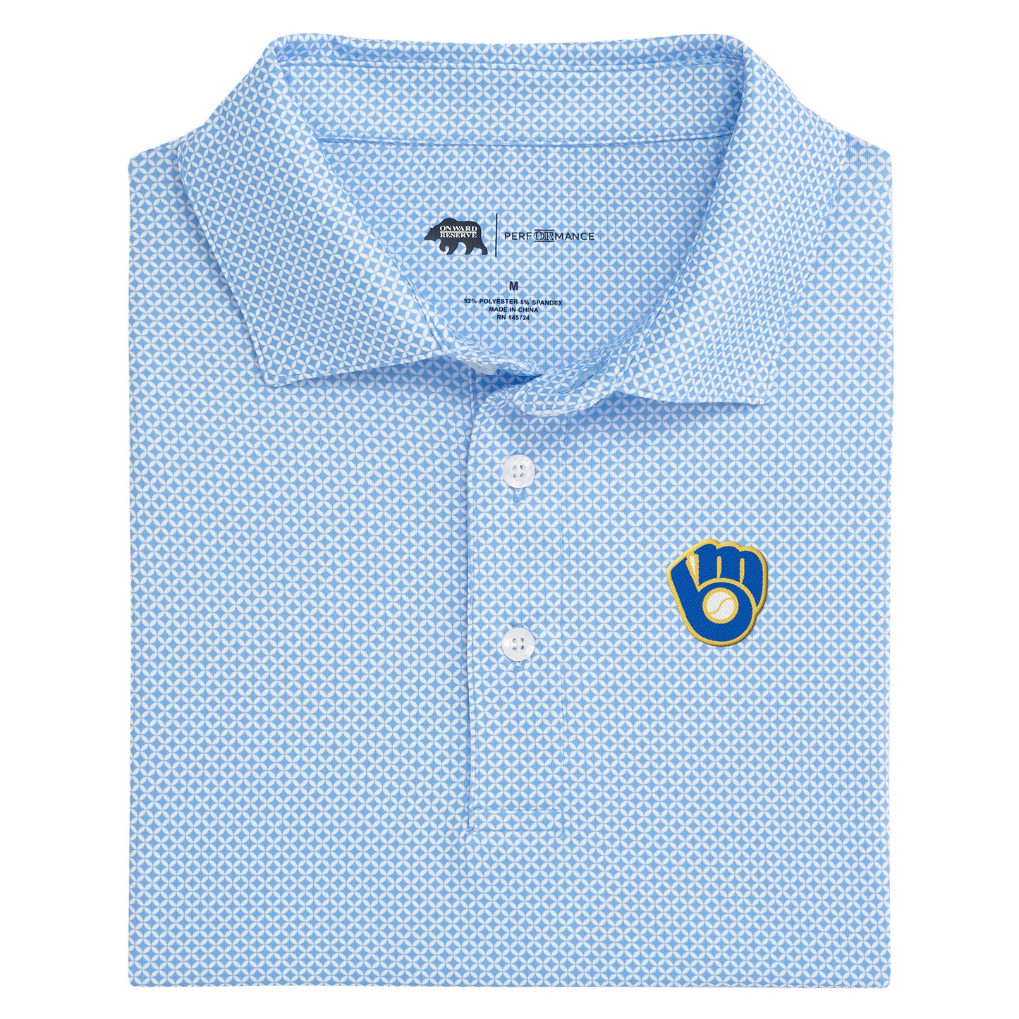 Brewers Cooperstown - 1978 Glove Scope Printed Performance Polo - Sky