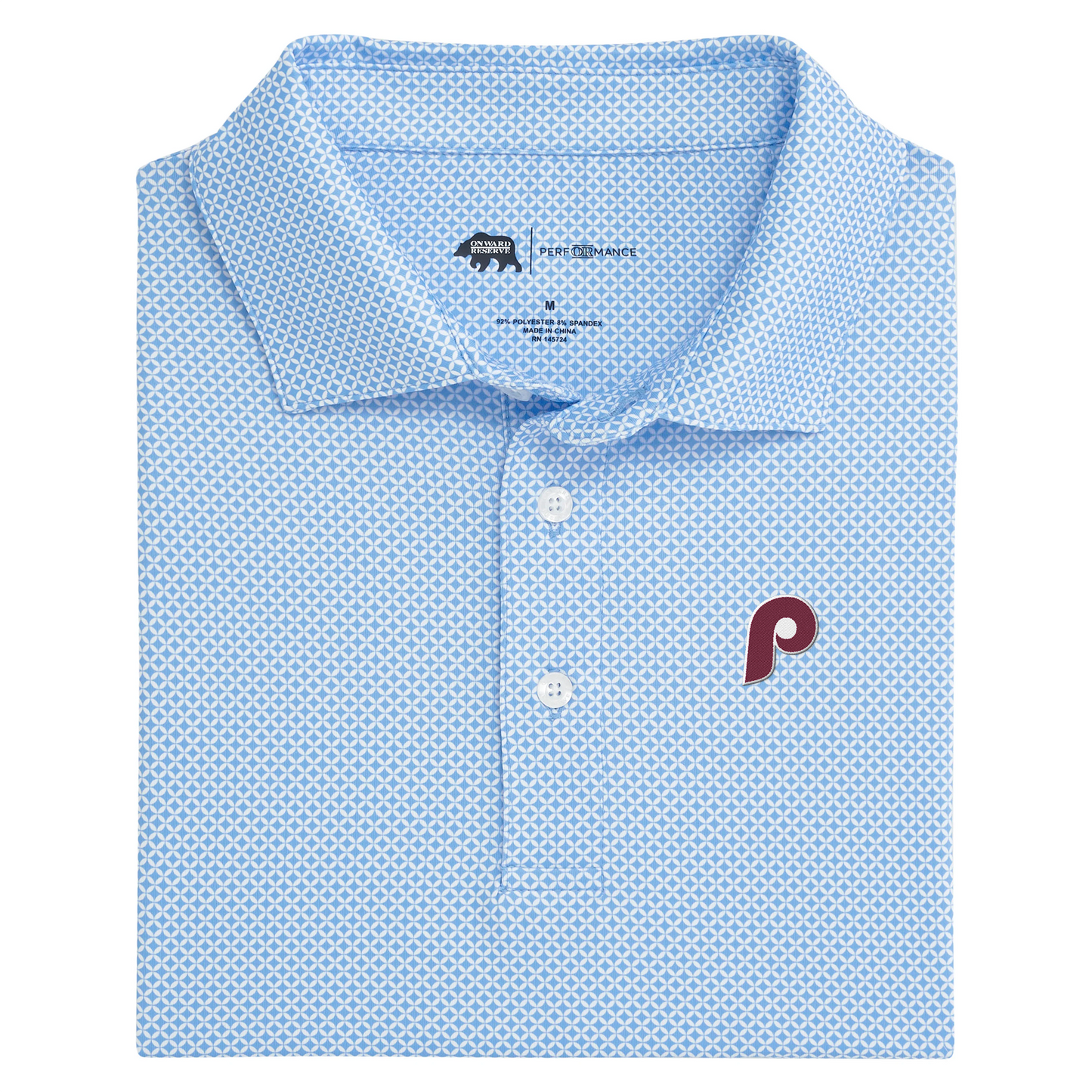 Phillies Cooperstown - 1975 P Scope Printed Performance Polo - Sky