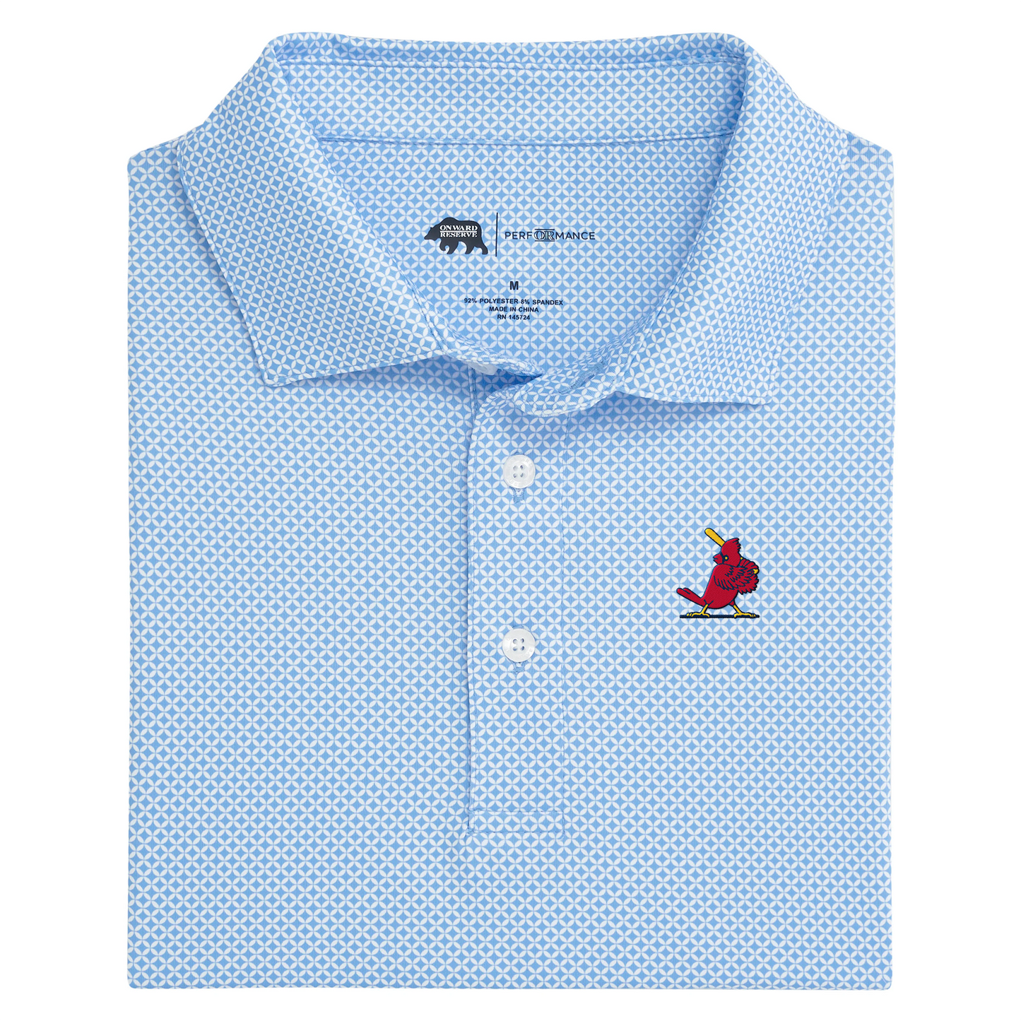 Cardinals Cooperstown - 1956 Slugger Bird Scope Printed Performance Polo - Sky