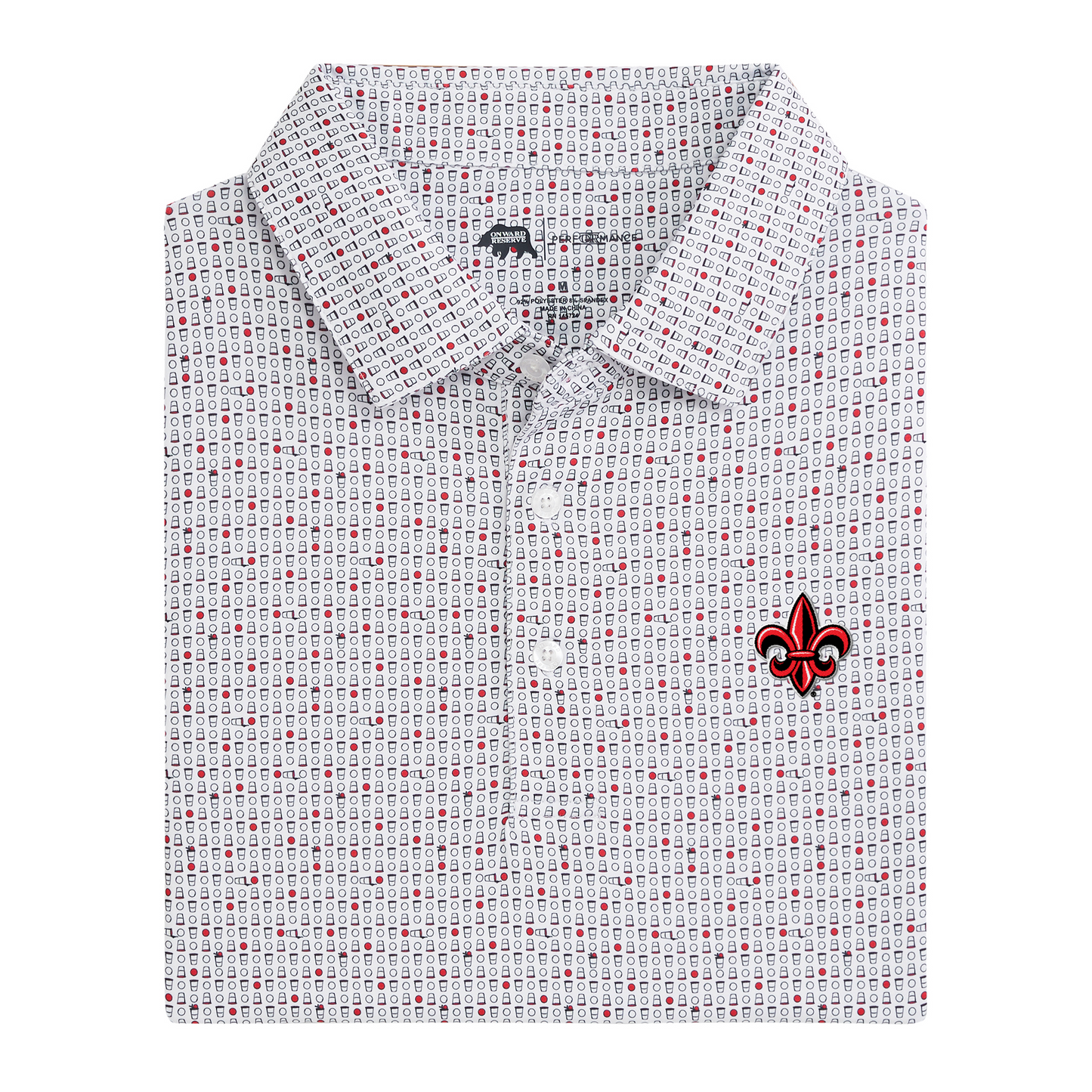 Louisiana Lafayette Fleur de Lis Tailgate Games Printed Performance Polo