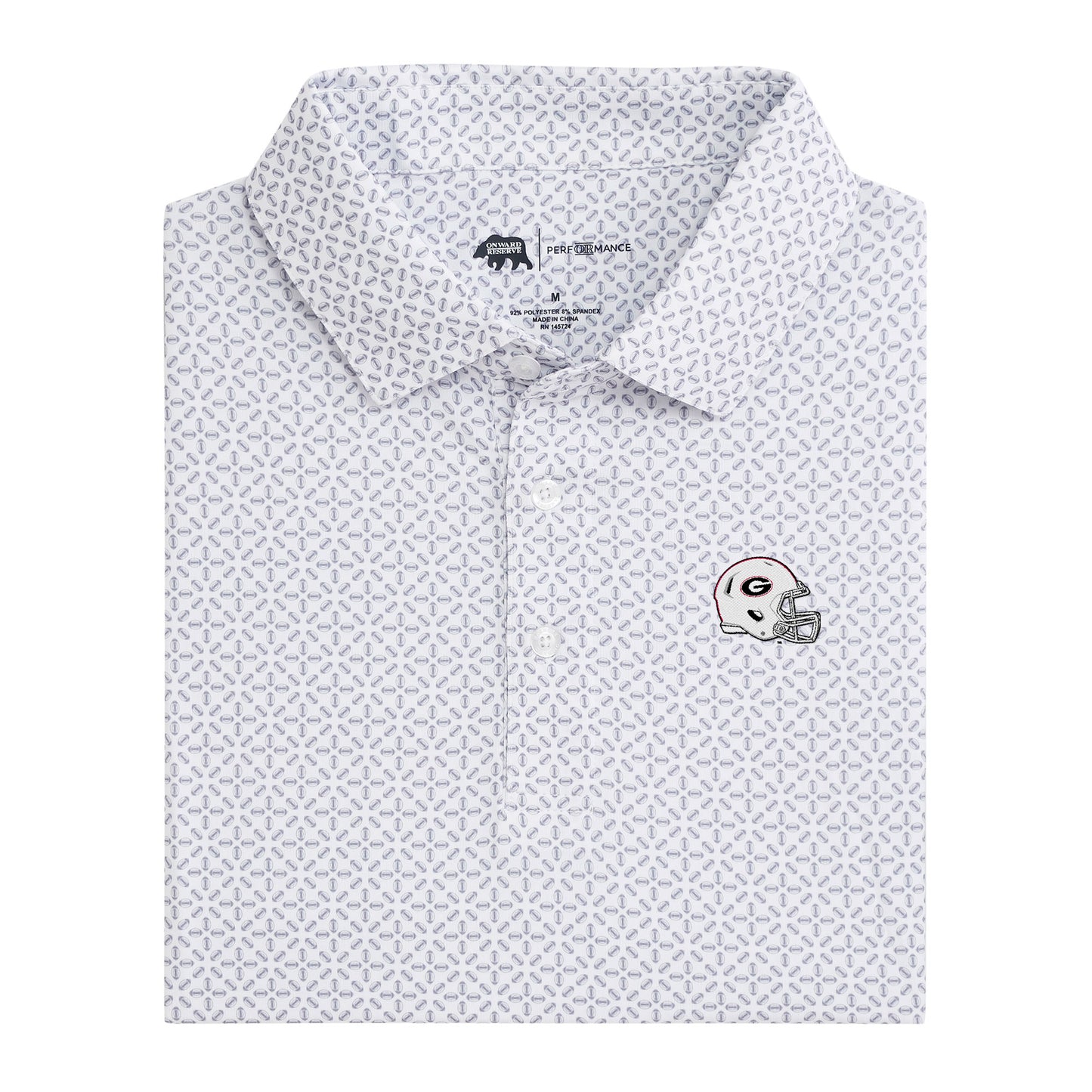 UGA Whiteout Helmet Gameday Printed Performance Polo - White
