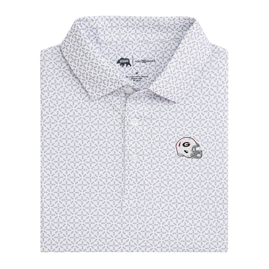 UGA Whiteout Helmet Gameday Printed Performance Polo - White