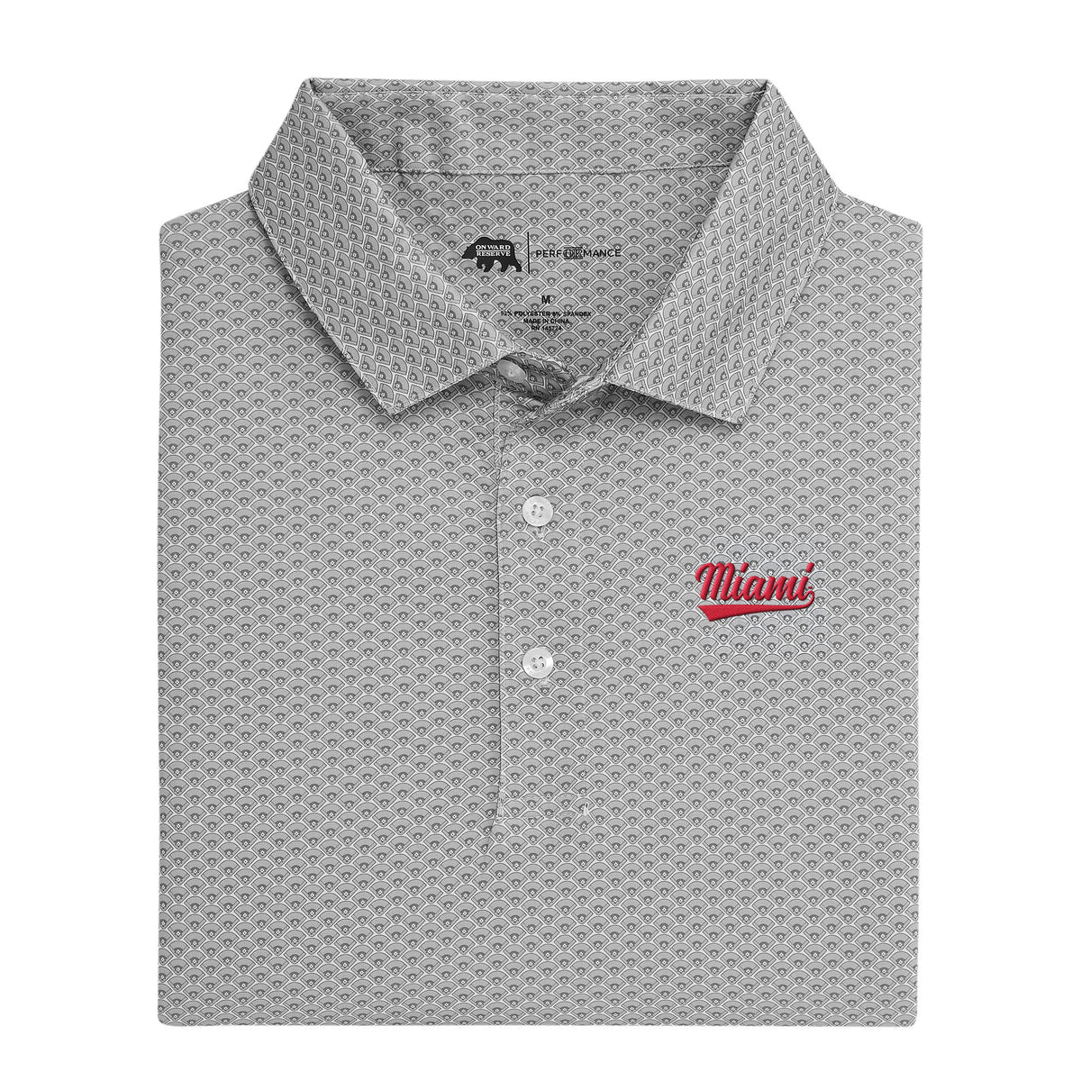 Miami University Script Home Team Printed Performance Polo - Harbor Mist