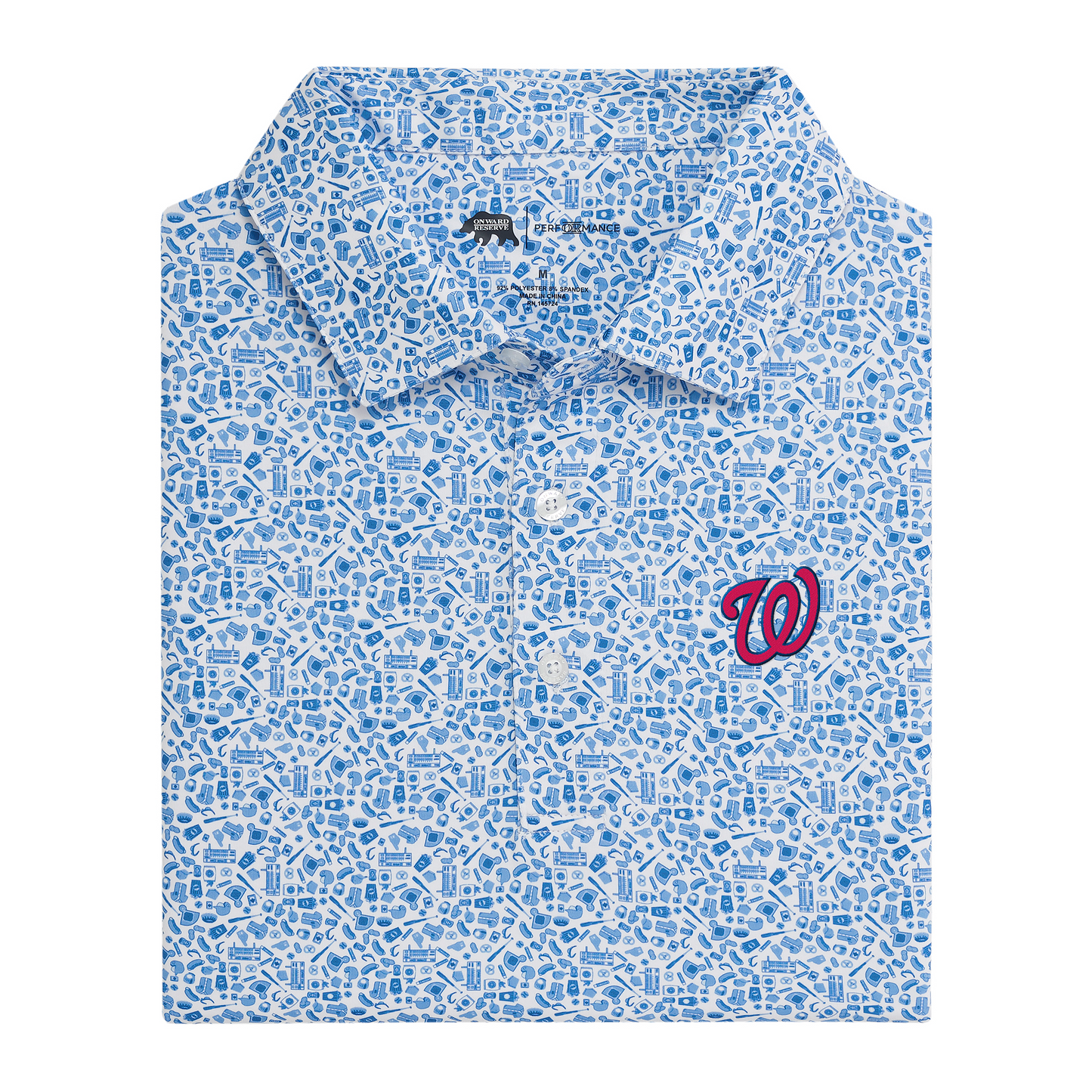 Nationals Curly W Take Me Out Printed Performance Polo - Endless Sky
