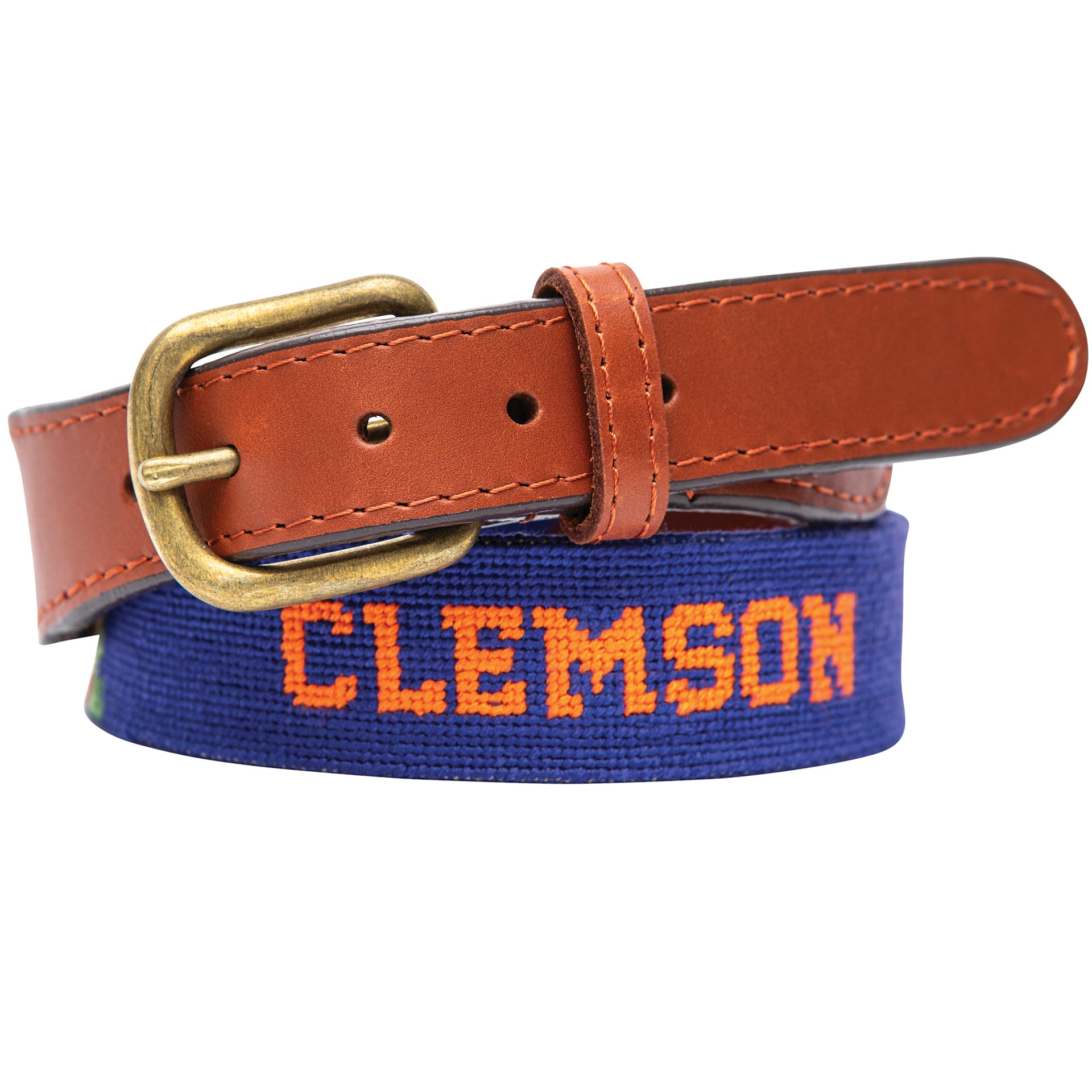 Clemson Text (Orange) Needlepoint Belt