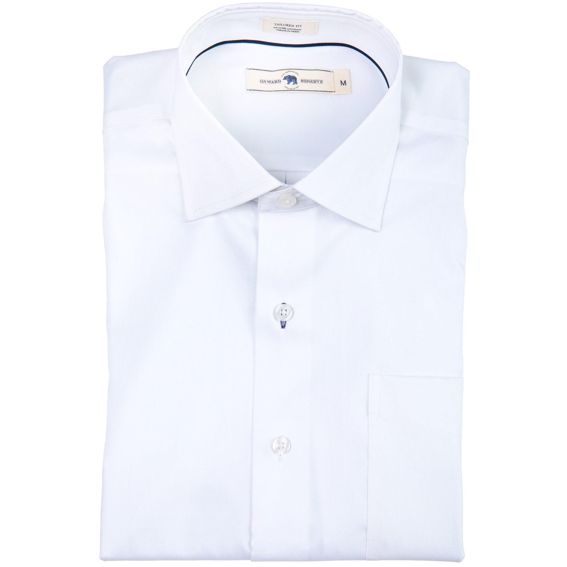White Tailored Fit Spread Quad Shirt - White White / S White Tailored Fit Spread Quad Shirt - White White / S