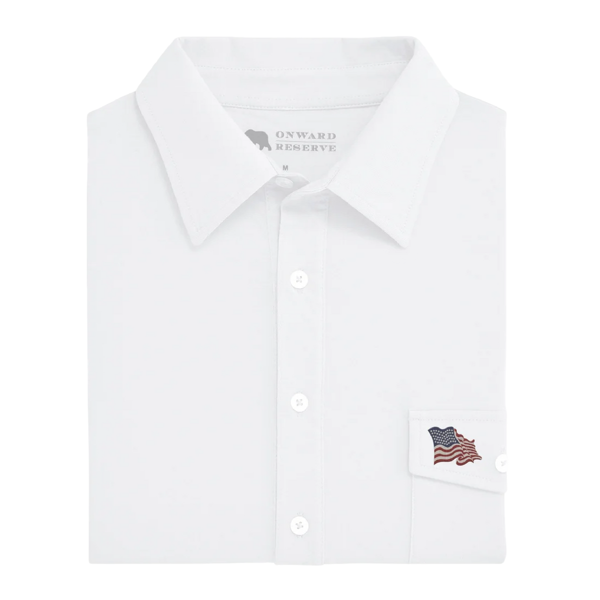 Vintage Flag Old School Polo - White