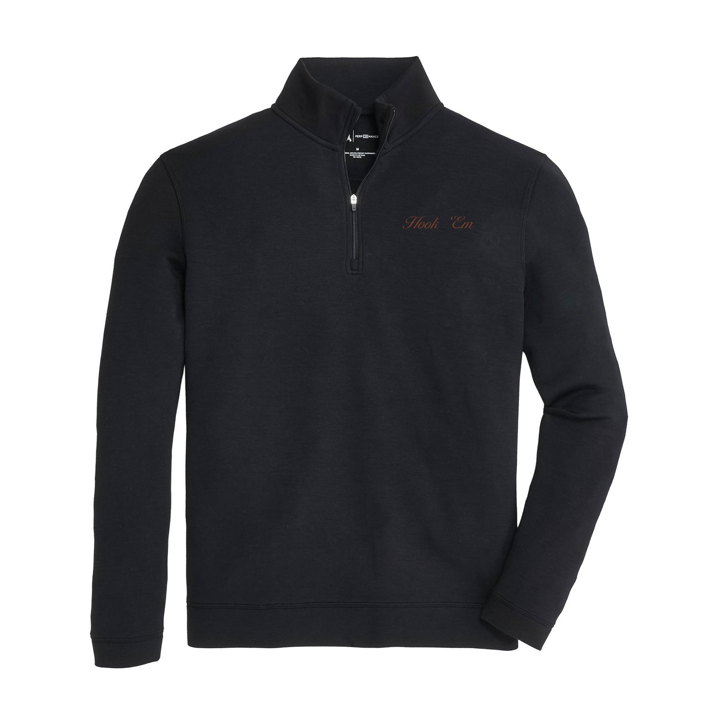 Hook 'Em Vintage Script Yeager Performance Pullover - Black