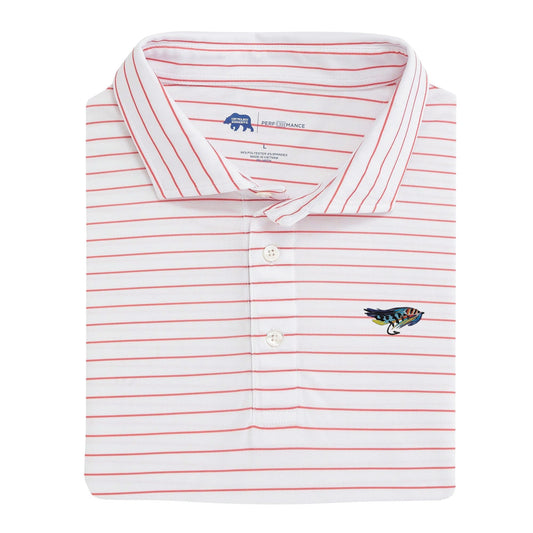 Stay Fly Tourney Stripe Performance Pique Polo - Red