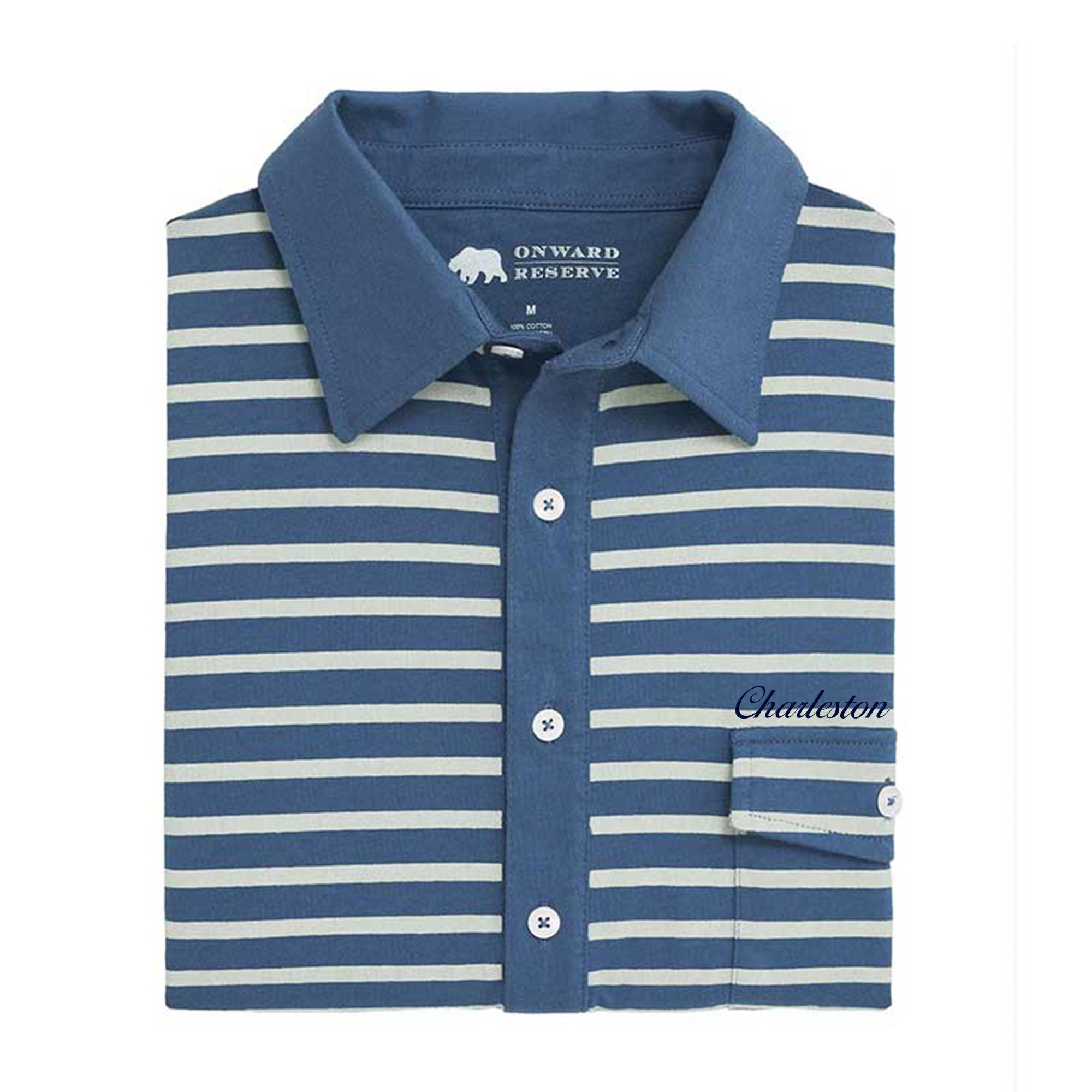 Charleston Town Script Racquet Club Polo - Blue Indigo – Onward Reserve