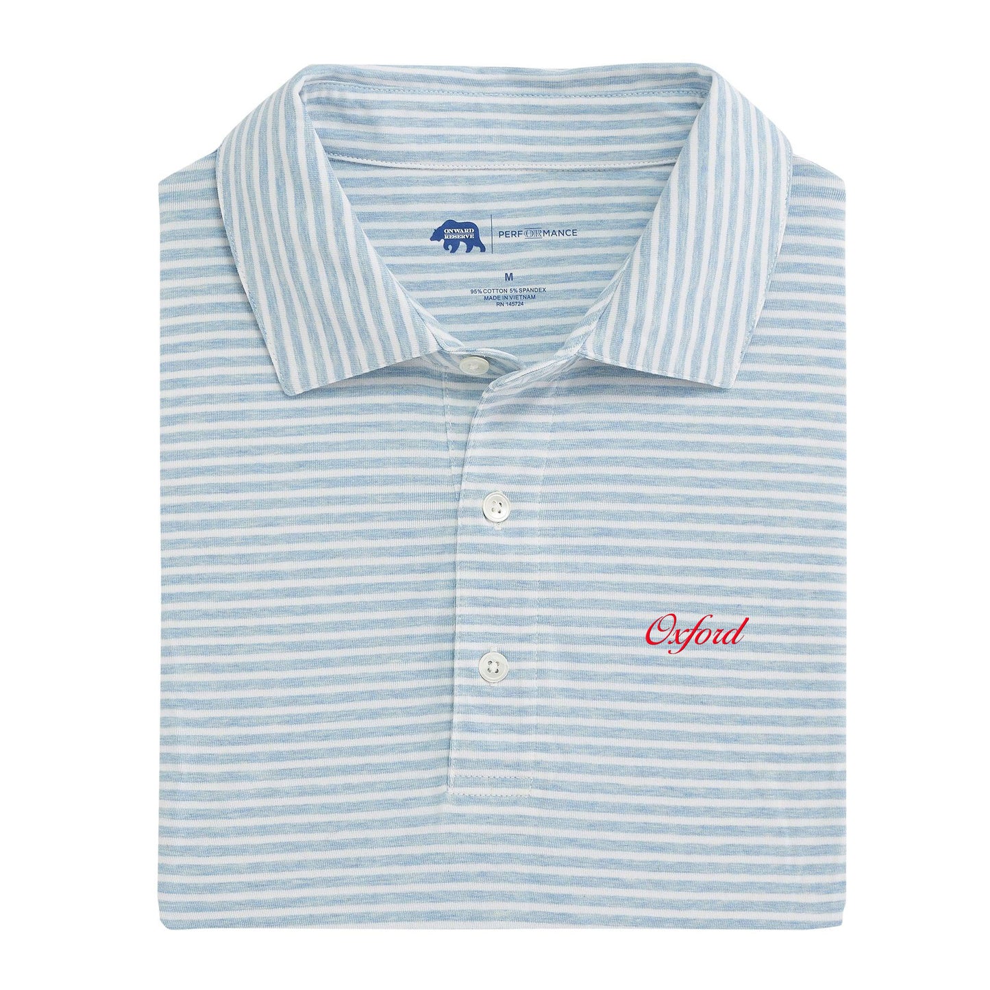 Oxford Town Script Row Stripe Icon Polo - Sky